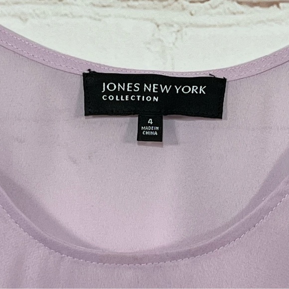 New Jones New York Collection Camisole Tank Top Size 4 Purple Chiffon Sheer - Picture 3 of 8